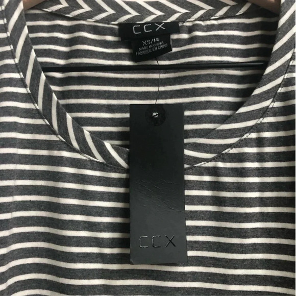 New CCX City Chic Relaxed High Low Striped print short sleeve shirt basic tee - Picture 9 of 13